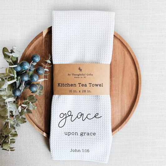 Scripture Dish Towel - John 1:16 | Kitchen Towel