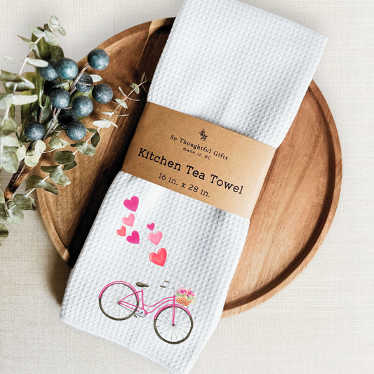Valentine Dish Towel - Bike - Valentine's Day | Kitchen Towel