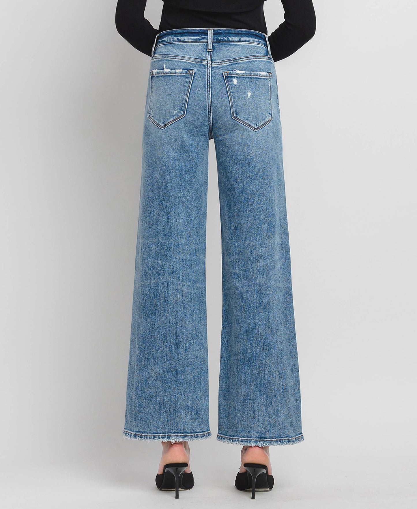 High Rise Full Length Wide Leg Jeans F5610