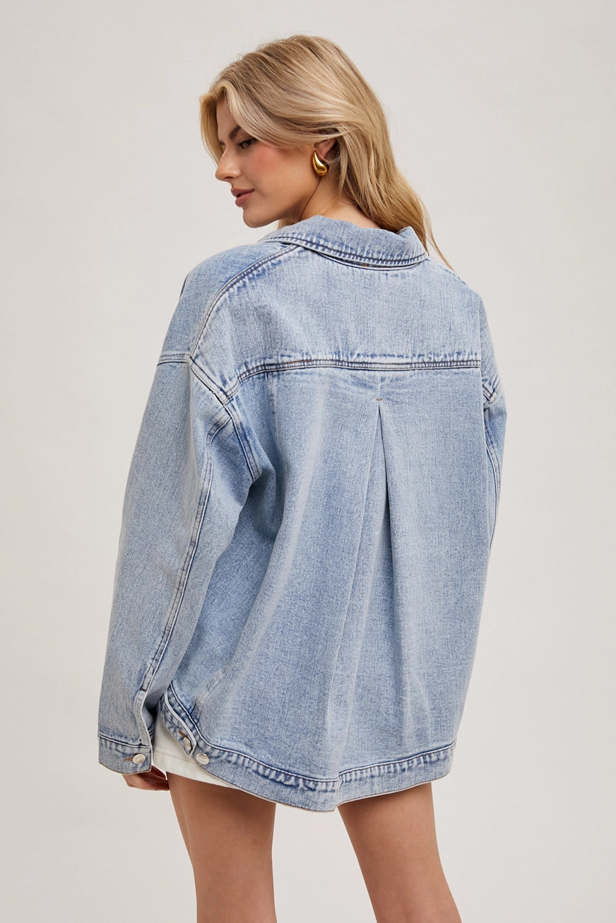 Denim Button Down Oversized Jacket Lt. Wash