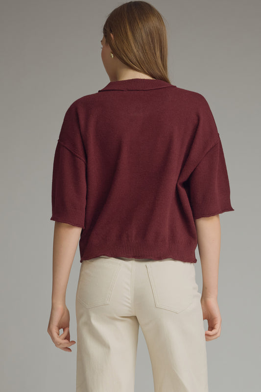 entro | Burgundy Button Front Sweater Cardigan