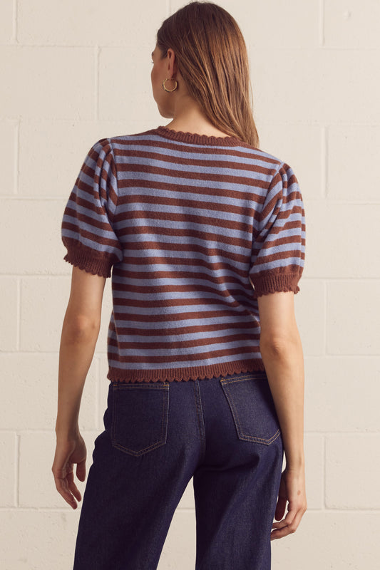 entro | Brown & Blue Striped Sweater Cardigan