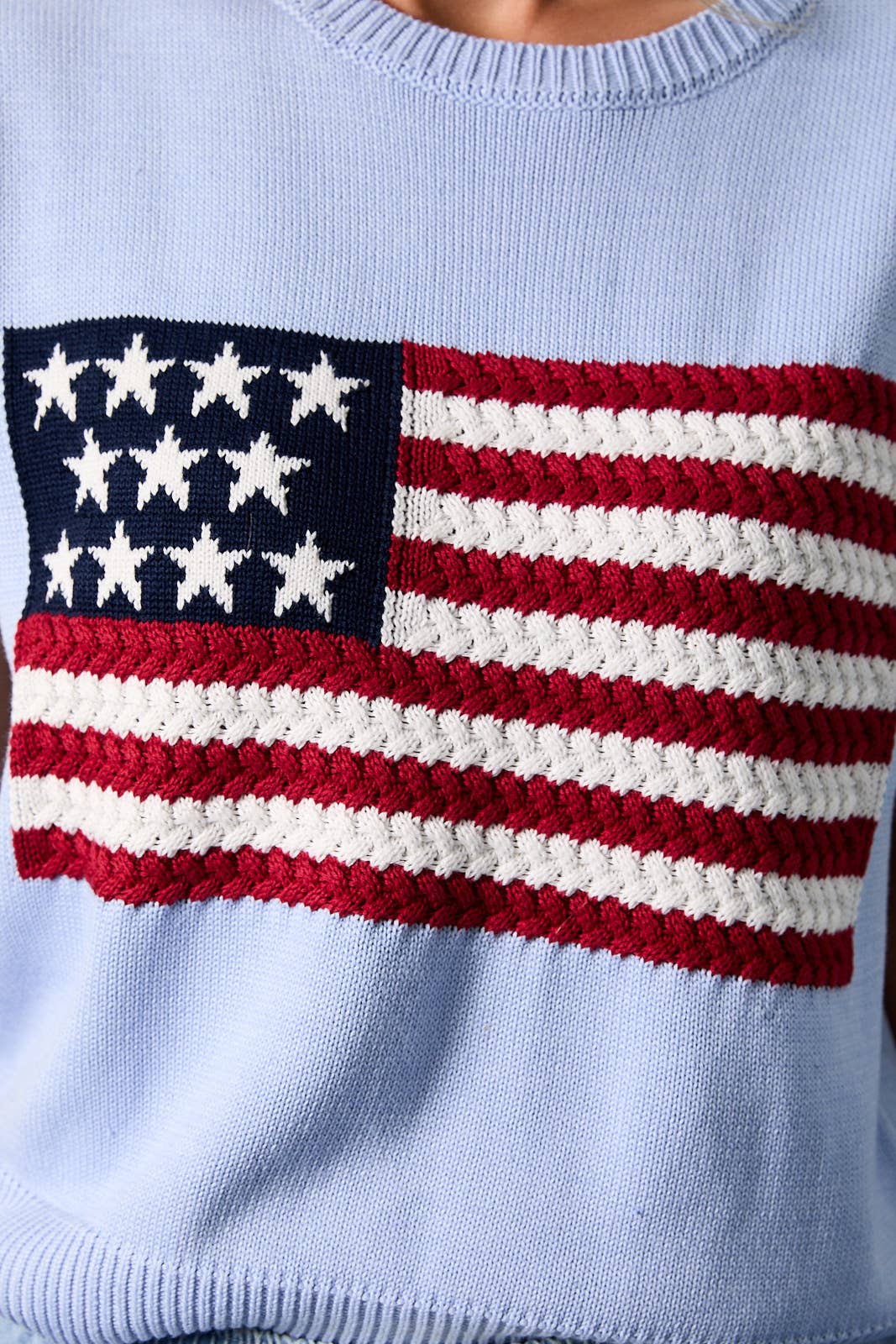 Sunday Edition | Round Neck Wide Shoulder USA Flag Sweater