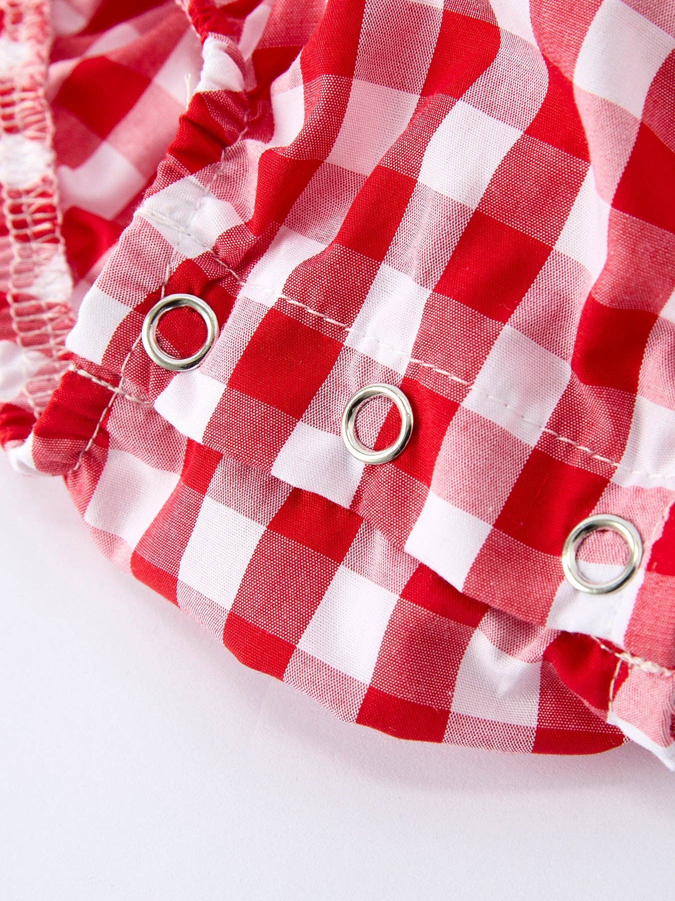 Summer Plaid Smocked Ruffle Girl Romper