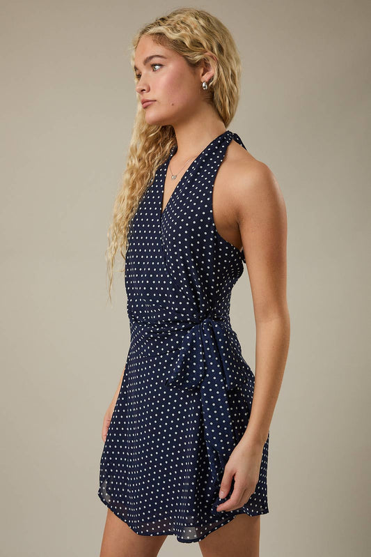 LE LIS | Polka Dot Wrap Mini Dress