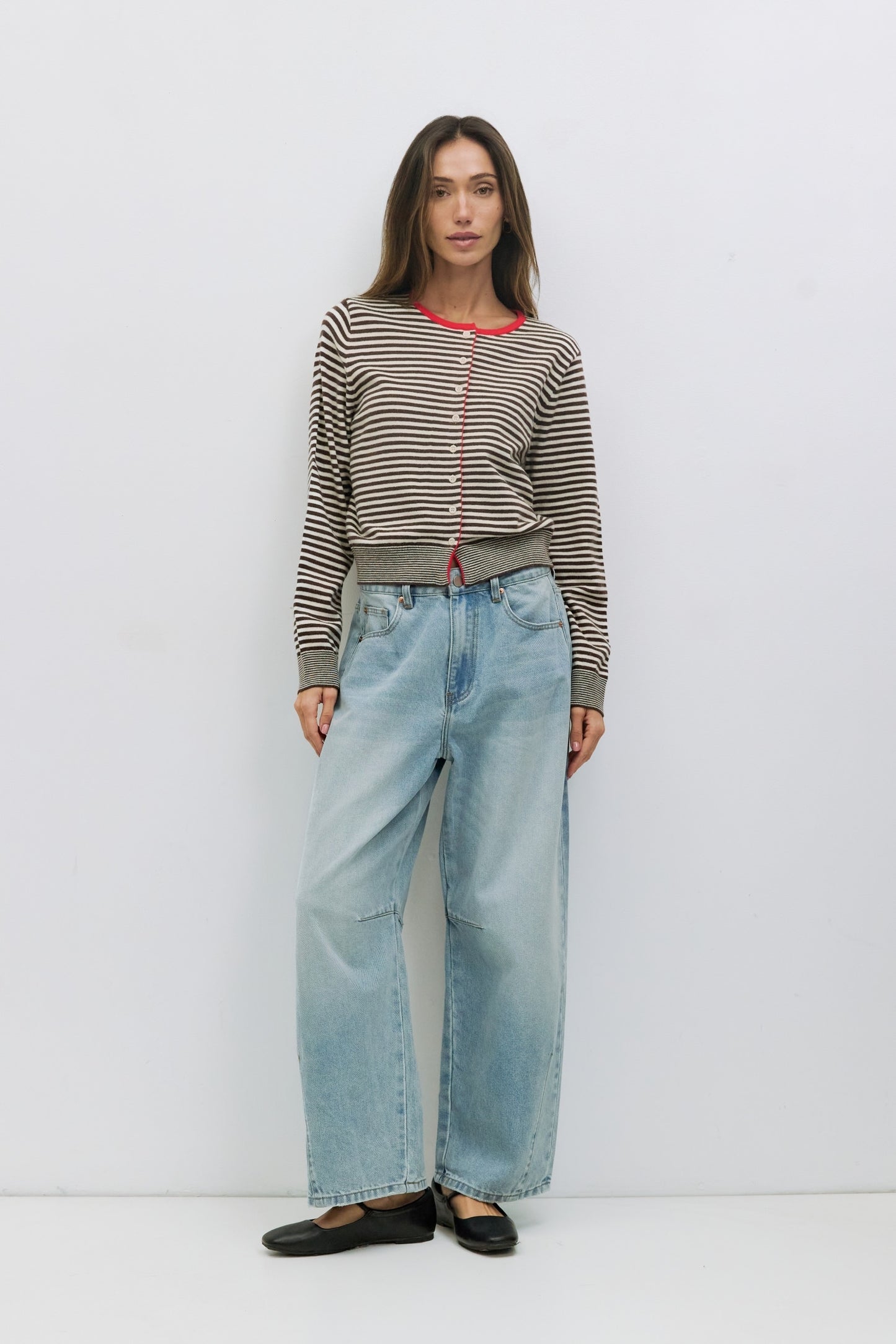 all:row | The Montana Cardigan Dark Brown/White