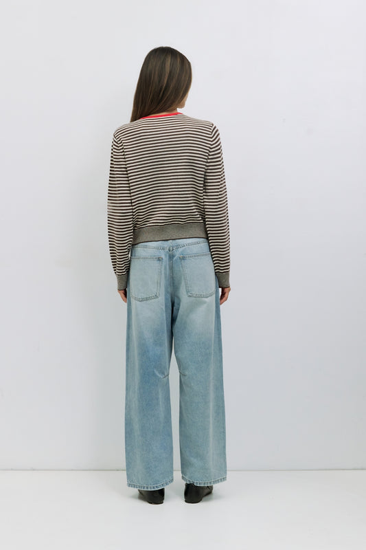 all:row | The Montana Cardigan Dark Brown/White