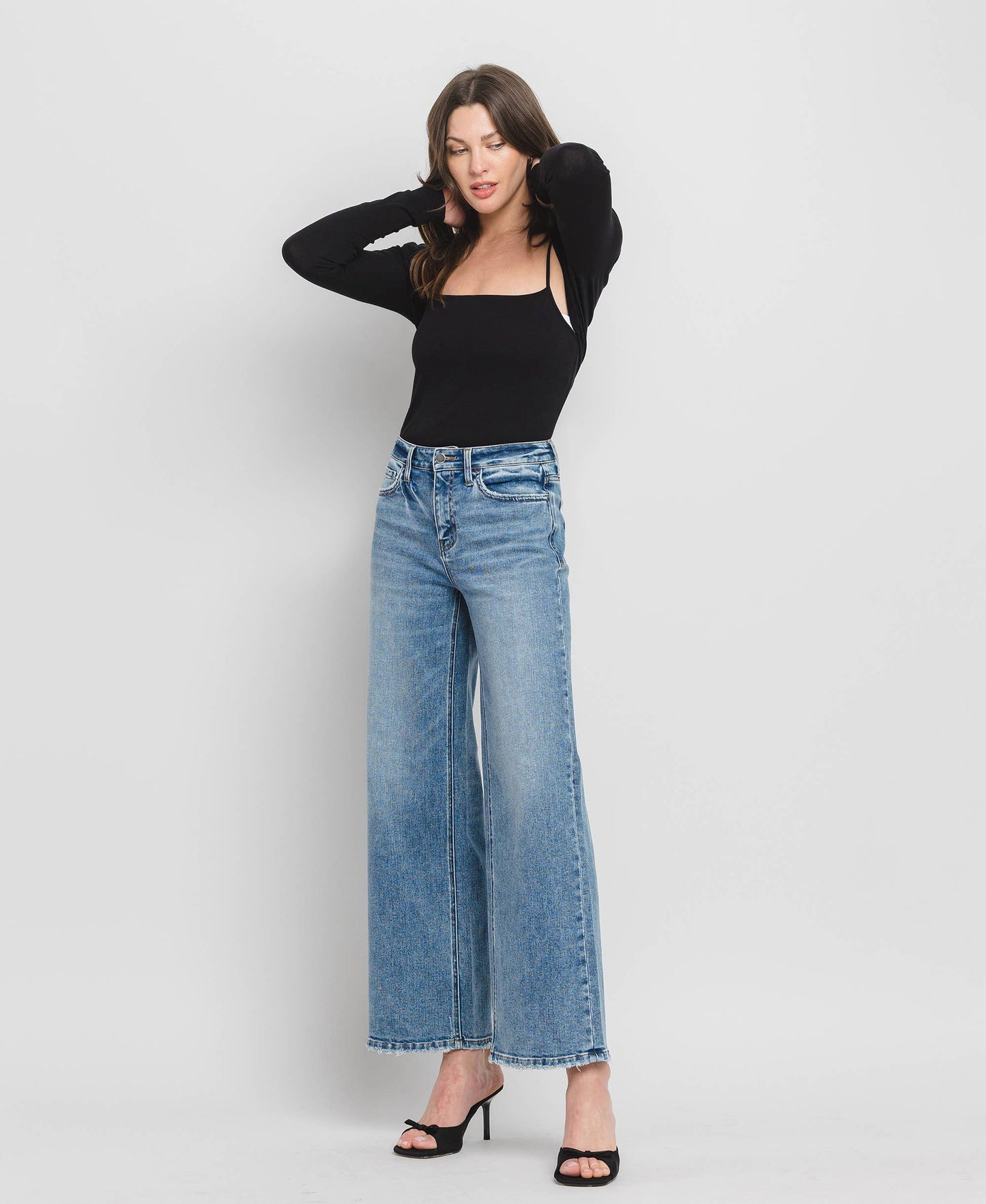 High Rise Full Length Wide Leg Jeans F5610