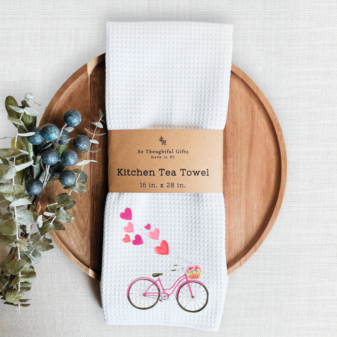 Valentine Dish Towel - Bike - Valentine's Day | Kitchen Towel