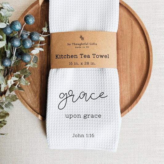 Scripture Dish Towel - John 1:16 | Kitchen Towel