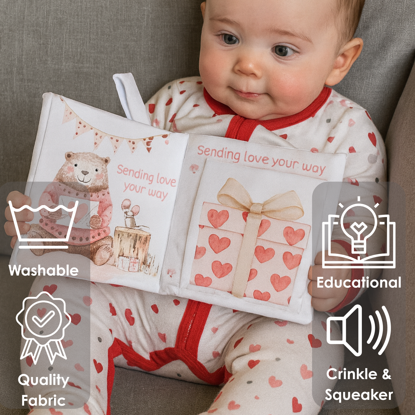 ali+oli | “Valentine’s Day Friends” Crinkle Cloth Baby Book