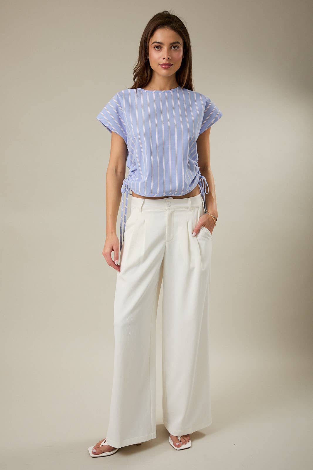 Sunday Edition | Short Sleeve Boxy Top with Side Ties