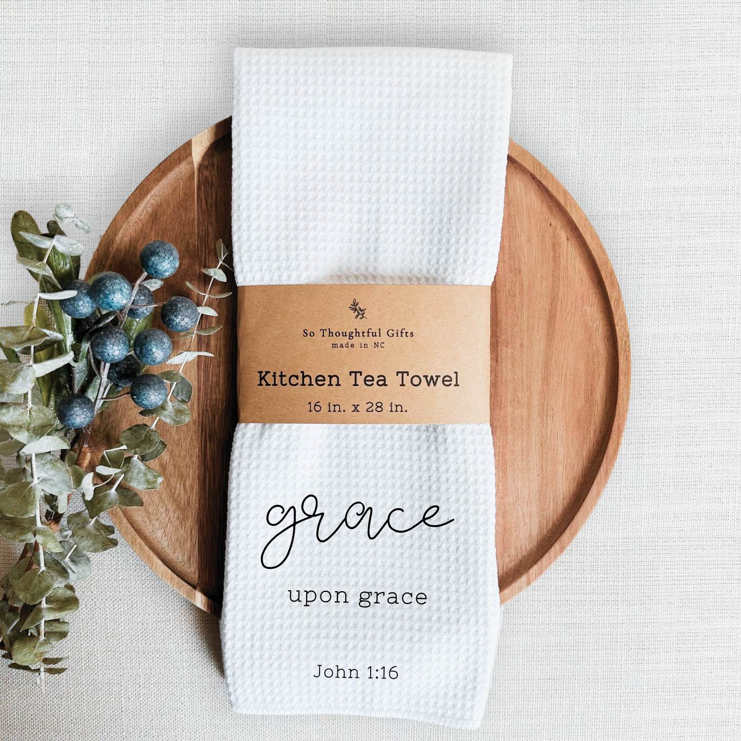 Scripture Dish Towel - John 1:16 | Kitchen Towel