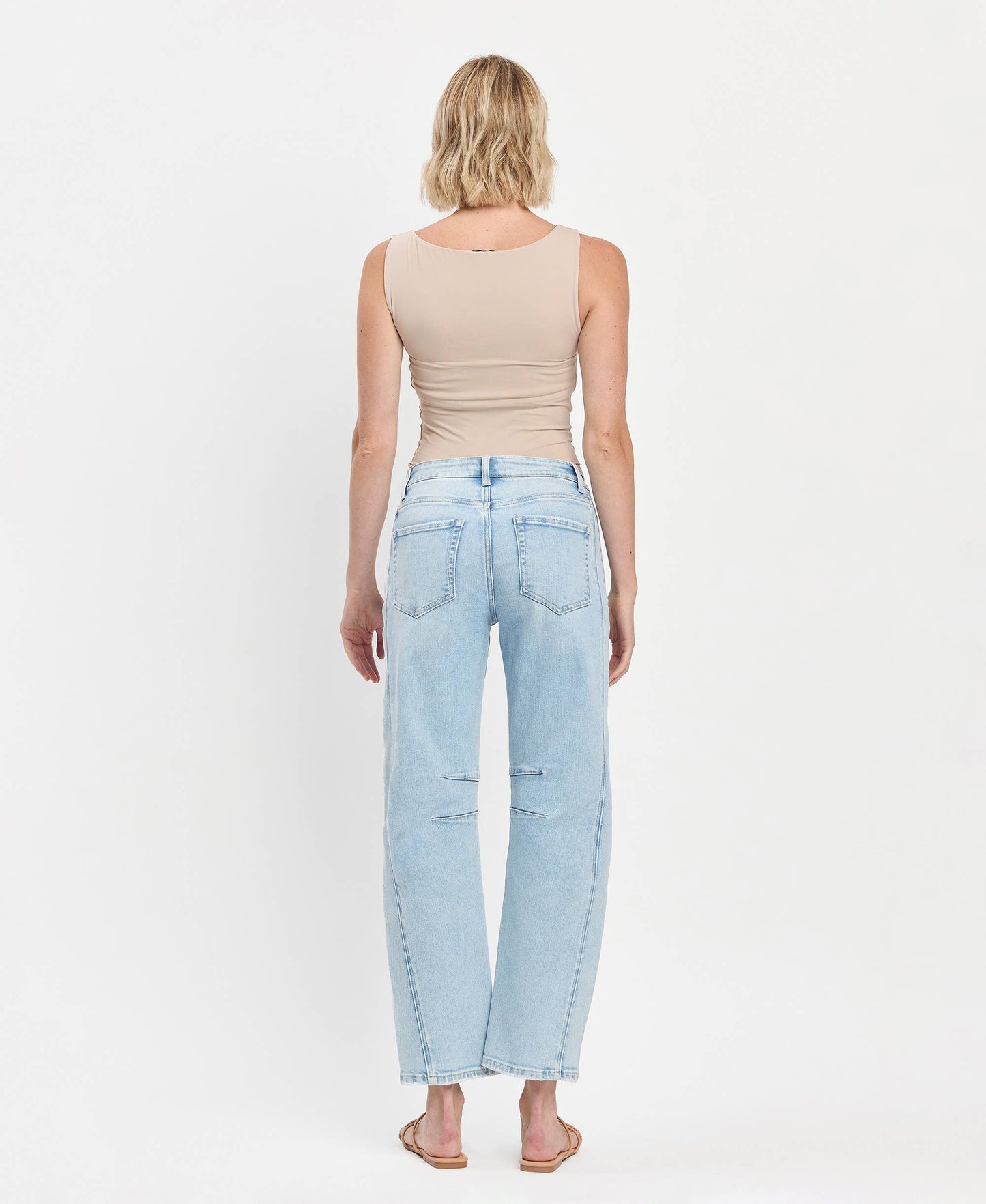 High Rise Light Wash Barrel Leg Jeans F5768LT