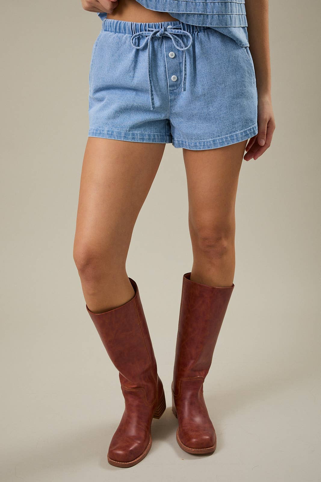 LE LIS |  Drawstring Denim Shorts