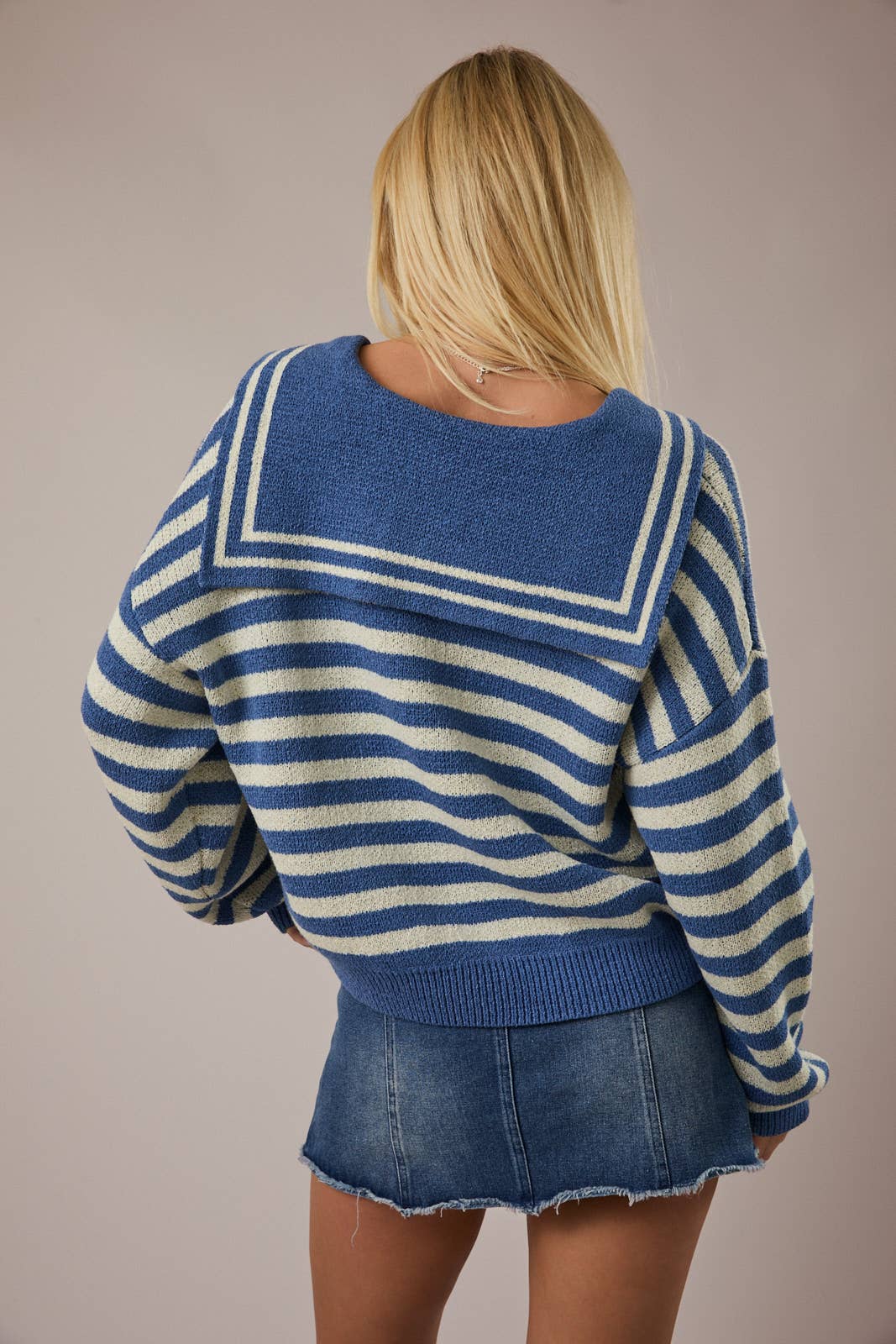 LE LIS Sailor Collar Stripe Sweater Top
