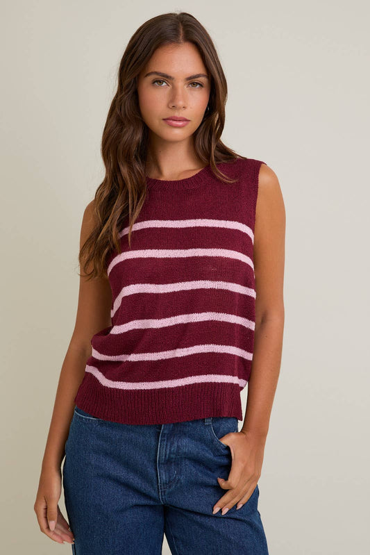 LE LIS Round Neck Sleeveless Sweater Top
