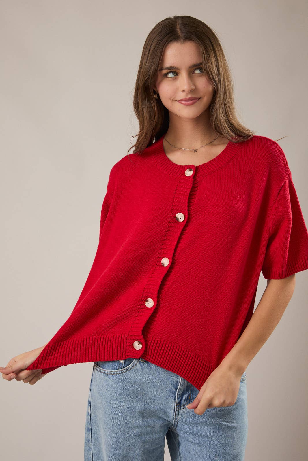 LE LIS | Short Sleeve Sweater Cardigan