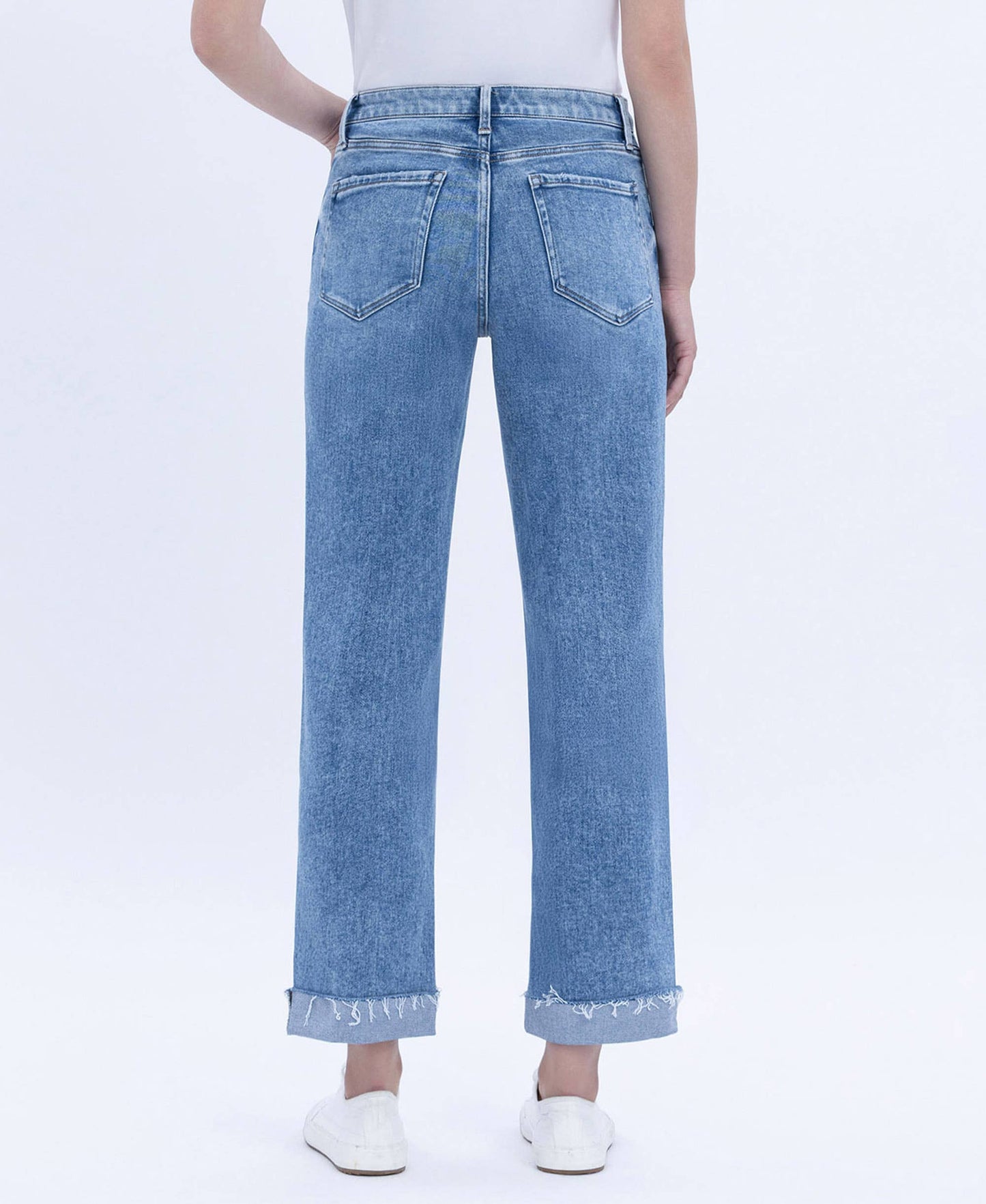 Flying Monkey High Rise Cuffed Crop Straight Jeans (F5691)