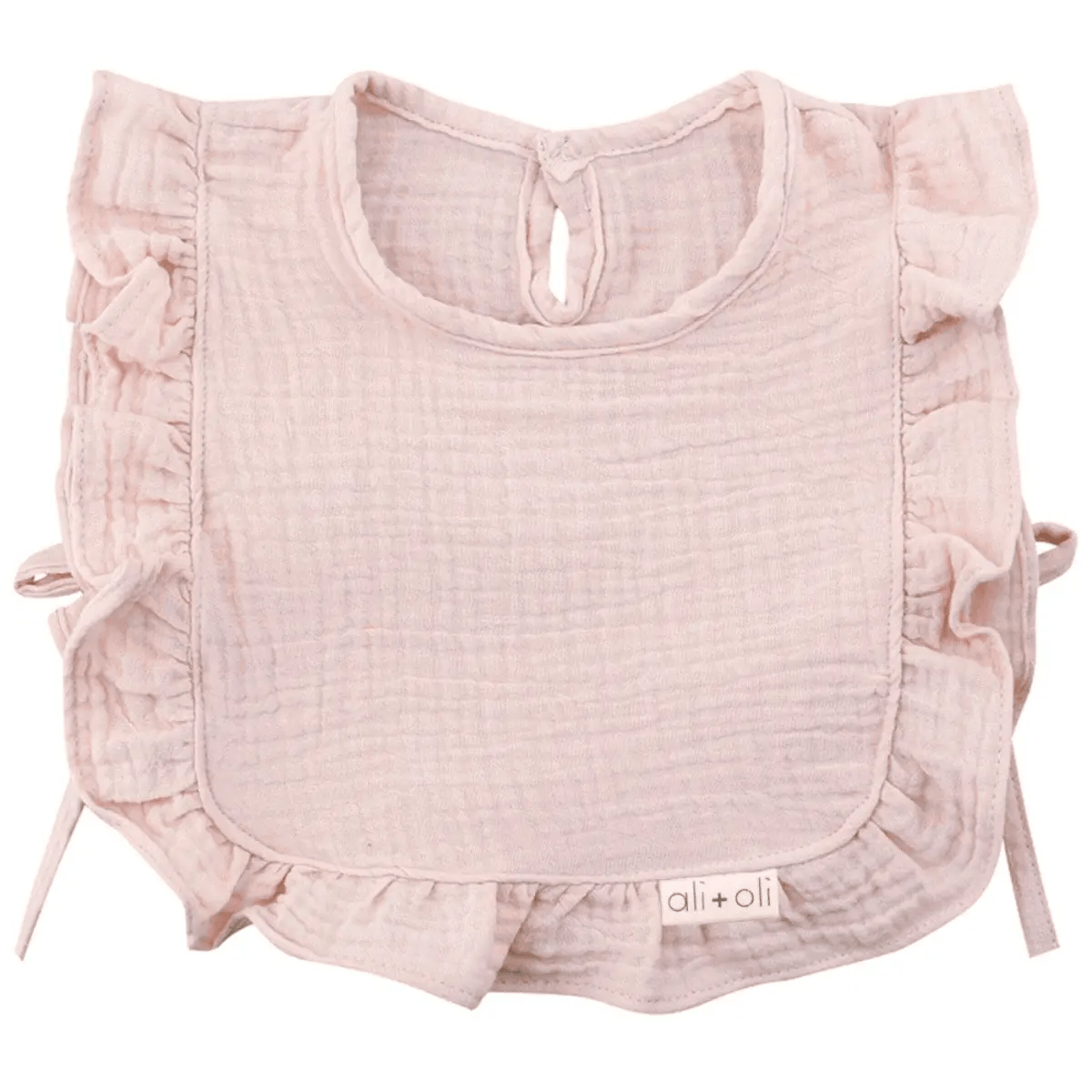 ali+oli | Muslin Cotton Ruffle Baby Bib – Pink