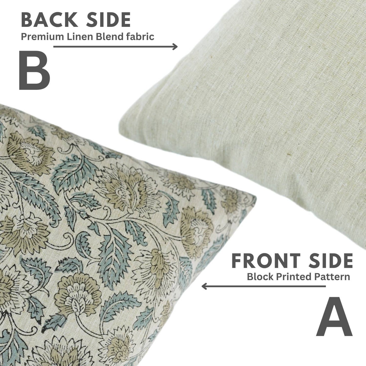 Fabdivine Boho Decor Block Linen Blend Pillow - Mandakini