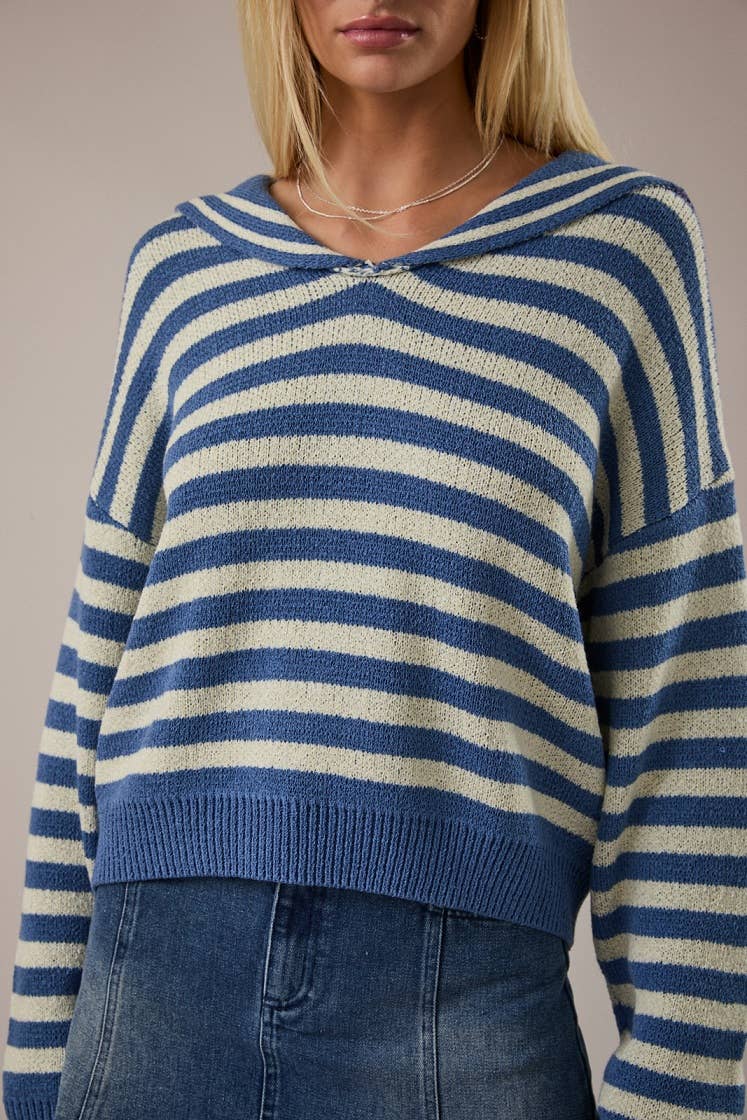 LE LIS Sailor Collar Stripe Sweater Top