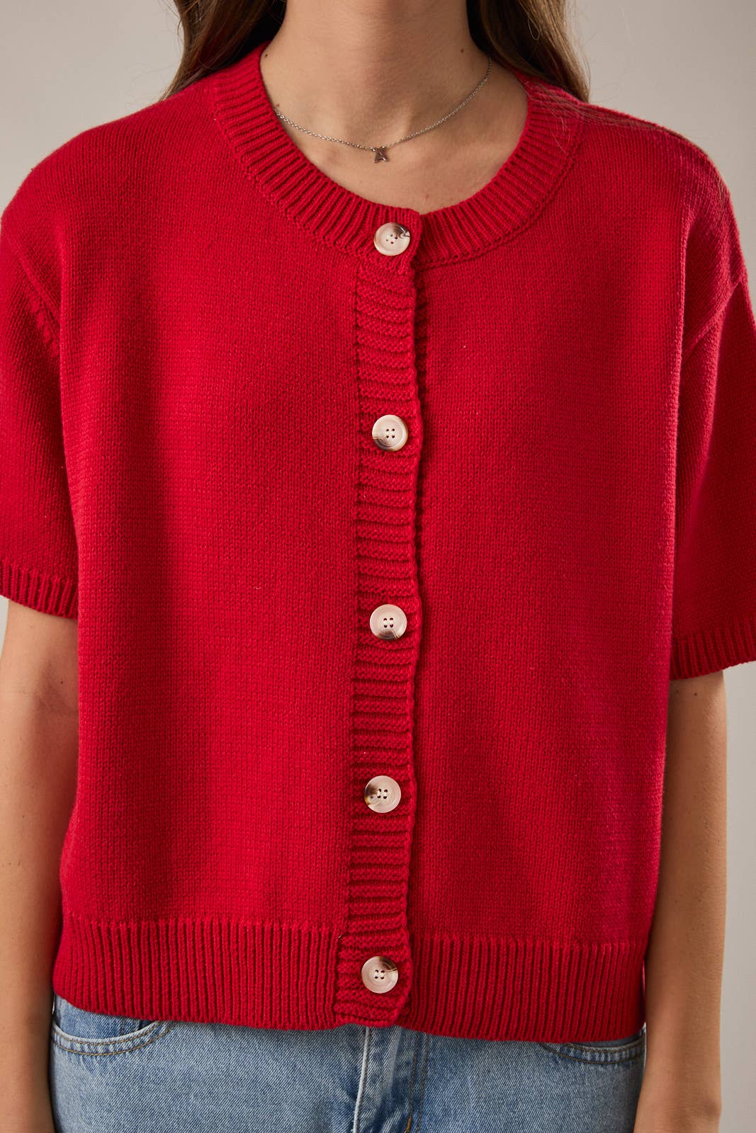 LE LIS | Short Sleeve Sweater Cardigan