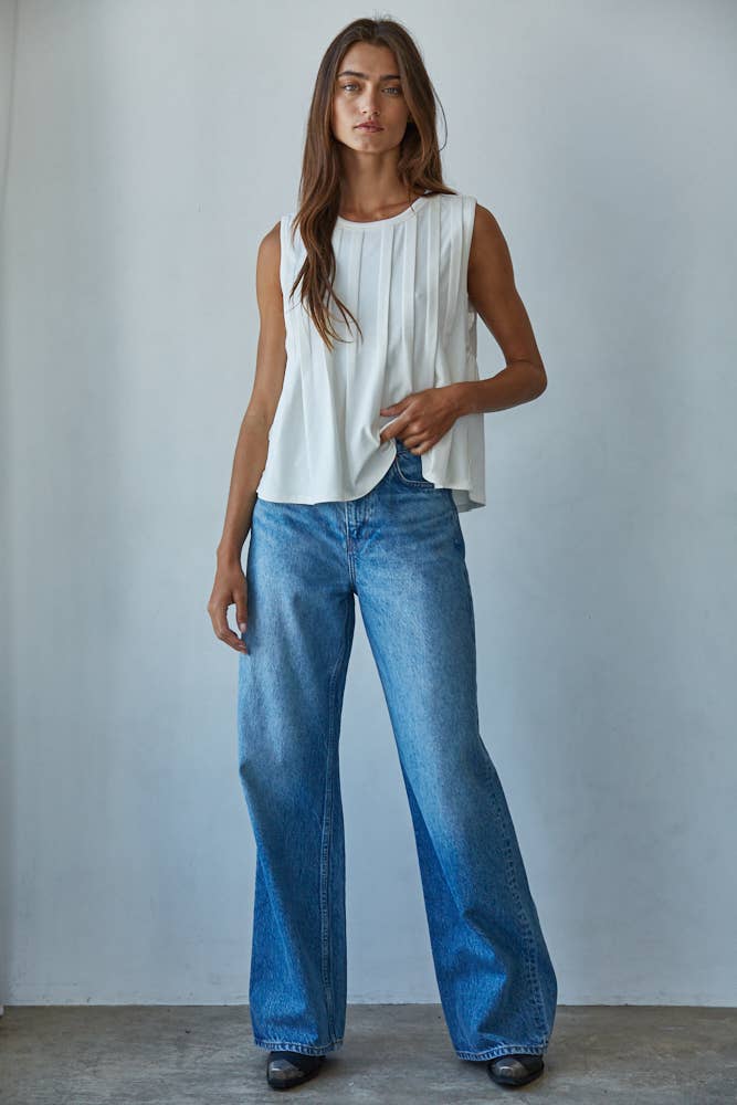 Knit Rayon Spandex Jersey Round Neck Sleeveless Top