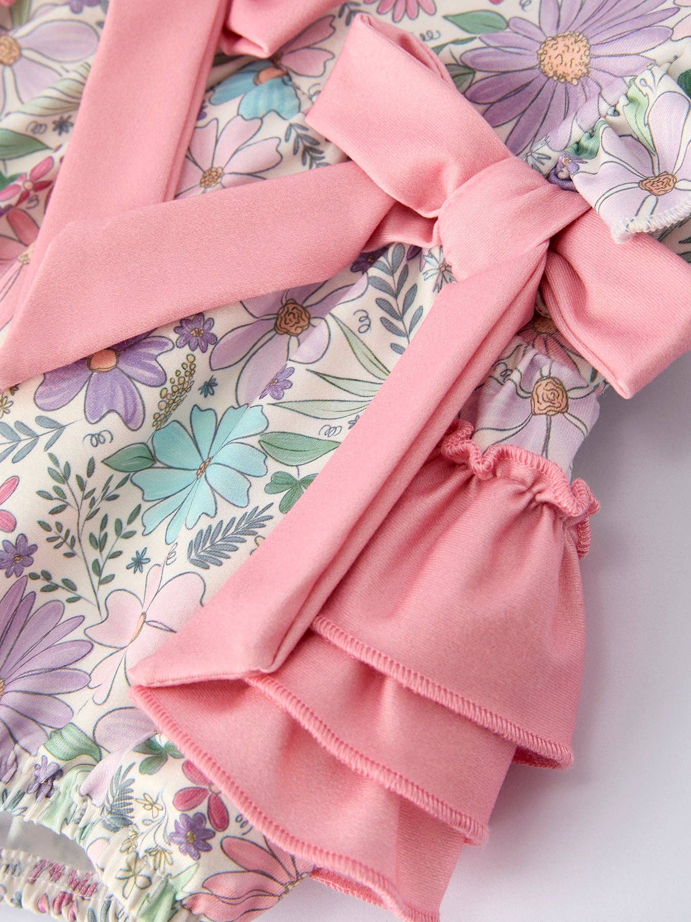 Pink Floral Sleeveless Baby Girls Romper