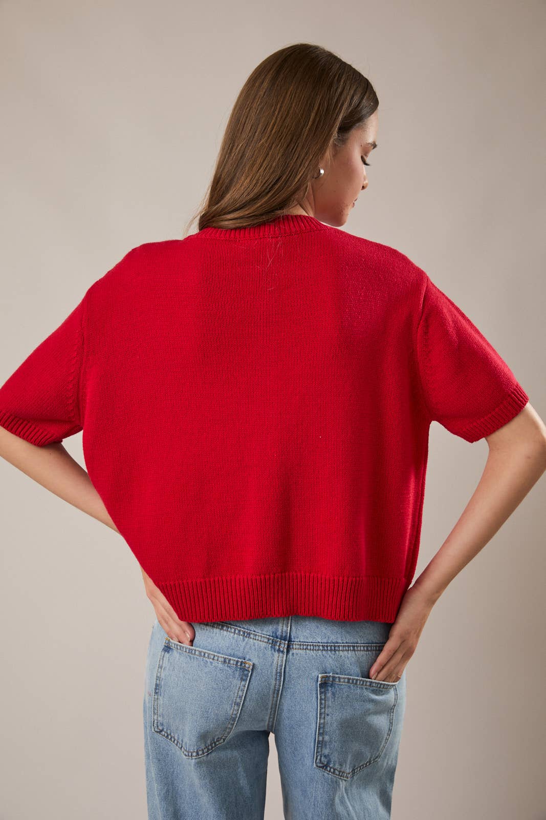 LE LIS | Short Sleeve Sweater Cardigan