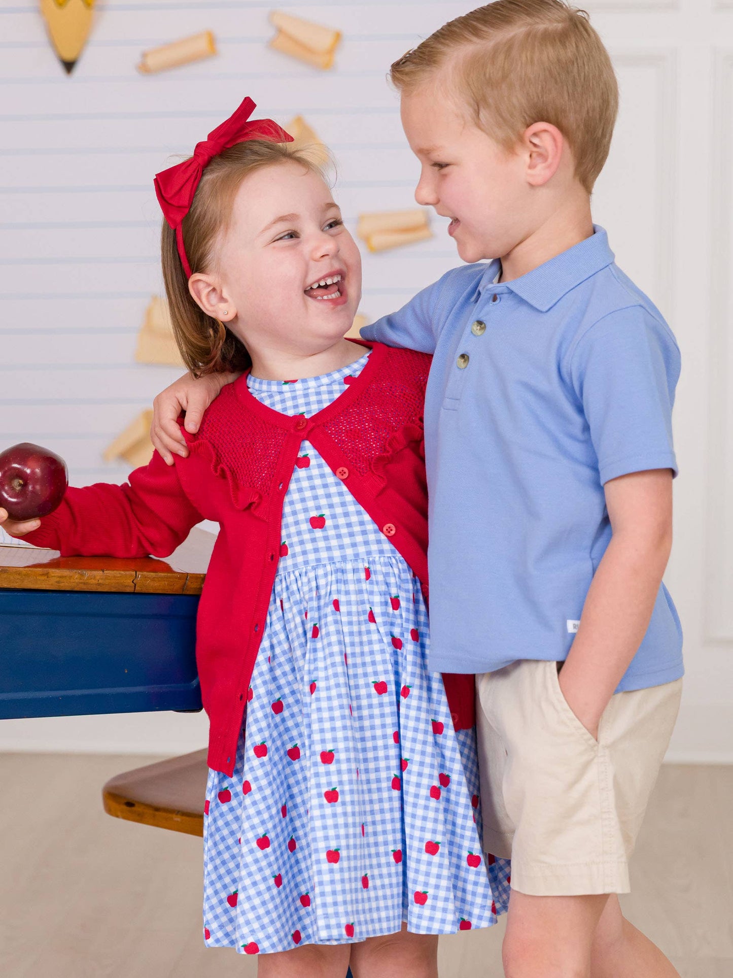 Classic Red Sweater Knit Ruffle Trim Cardigan