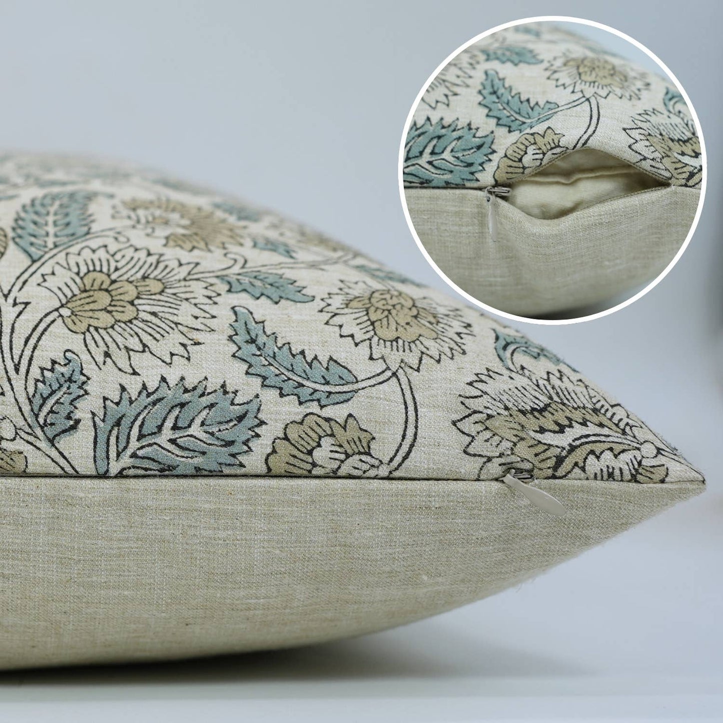 Fabdivine Boho Decor Block Linen Blend Pillow - Mandakini