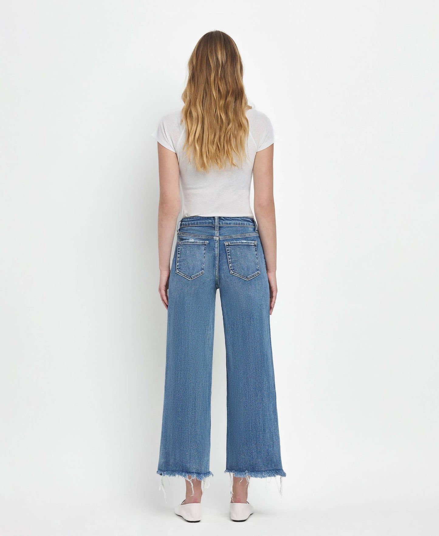 Flying Monkey High Rise Medium Wash Crop Wide Leg Jeans (F5204)