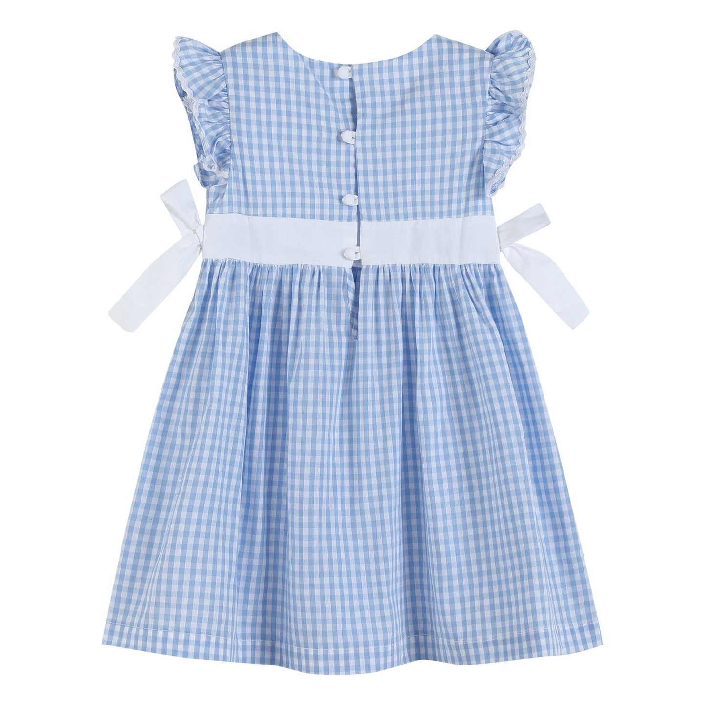 Light Blue Gingham Ruffle Bow Dress