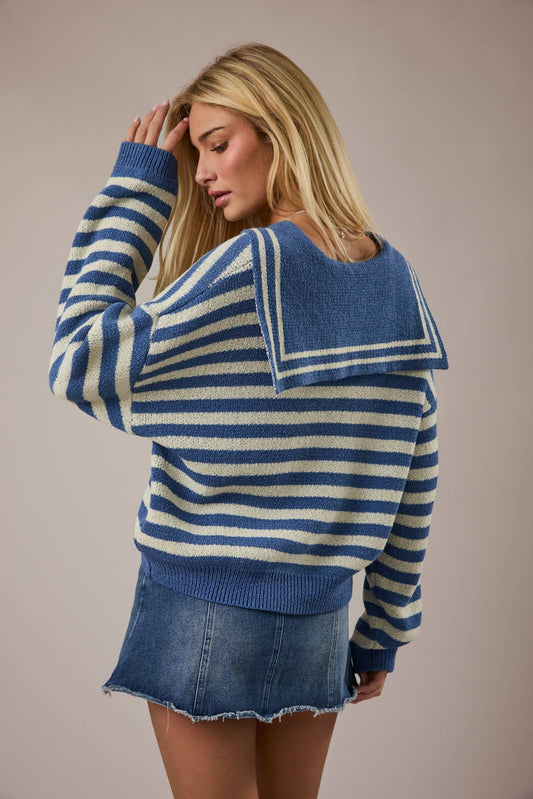 LE LIS Sailor Collar Stripe Sweater Top