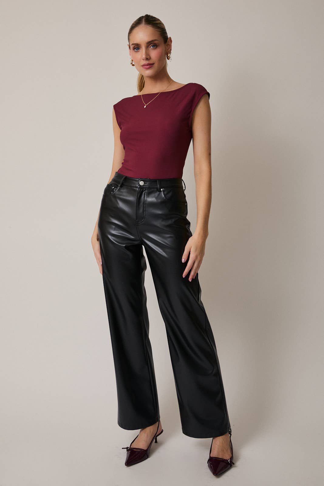 Sunday Edition by LE LIS Boat Neck Sleeveless Open-Back Bodysuit