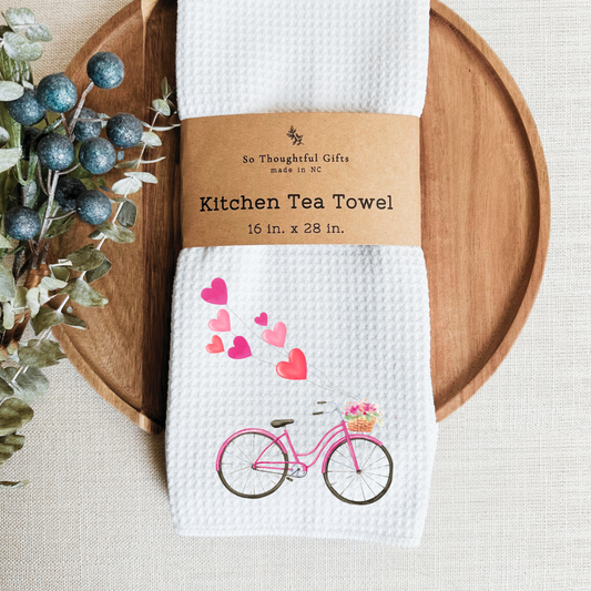 Valentine Dish Towel - Bike - Valentine's Day | Kitchen Towel
