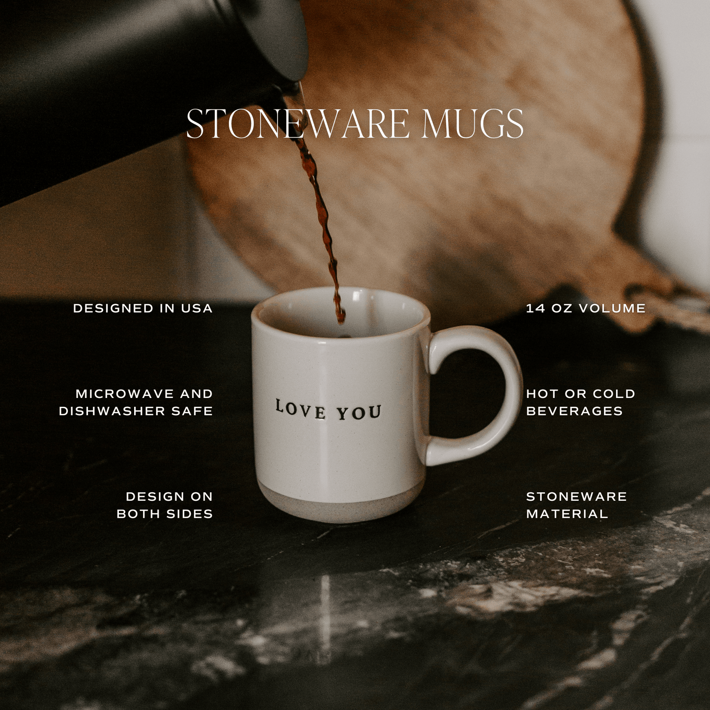 Brown Leaves Stoneware Coffee Mug