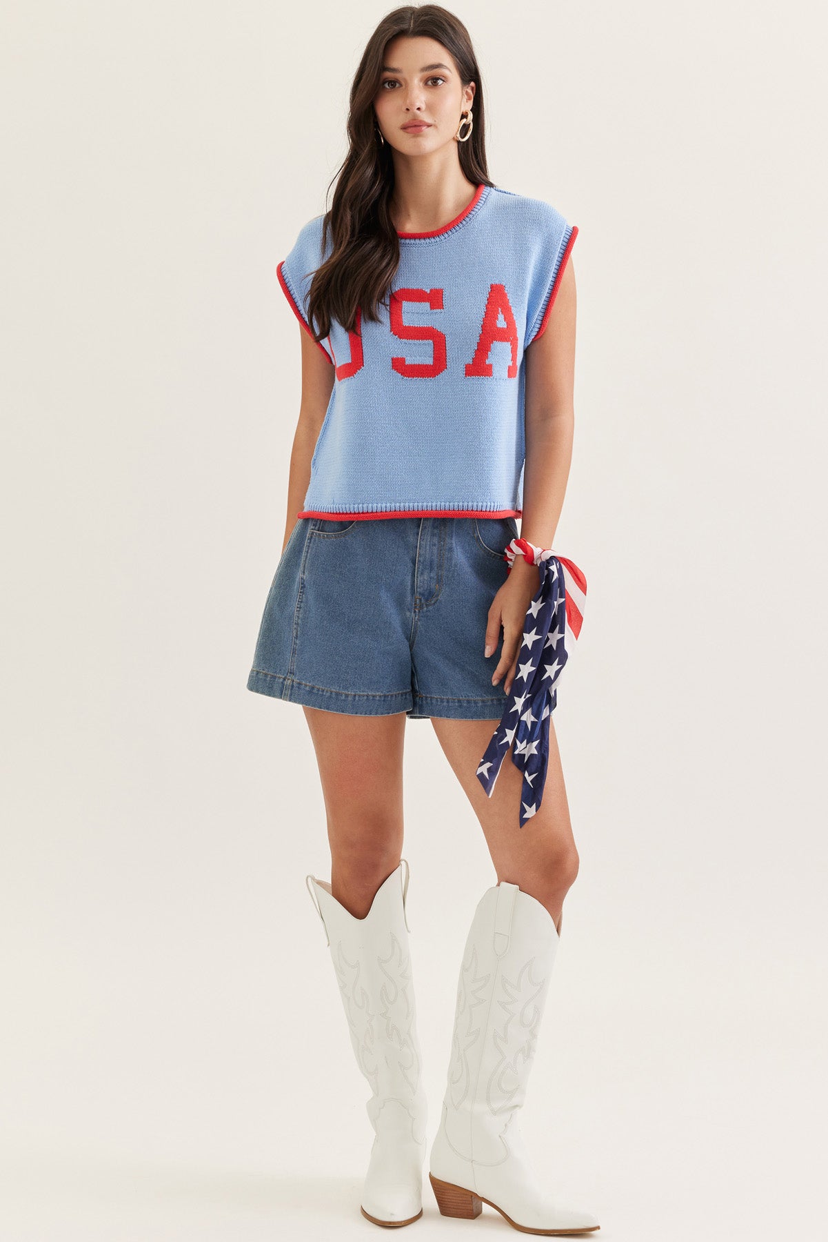 entro | USA Cap Sleeve Top Sweater
