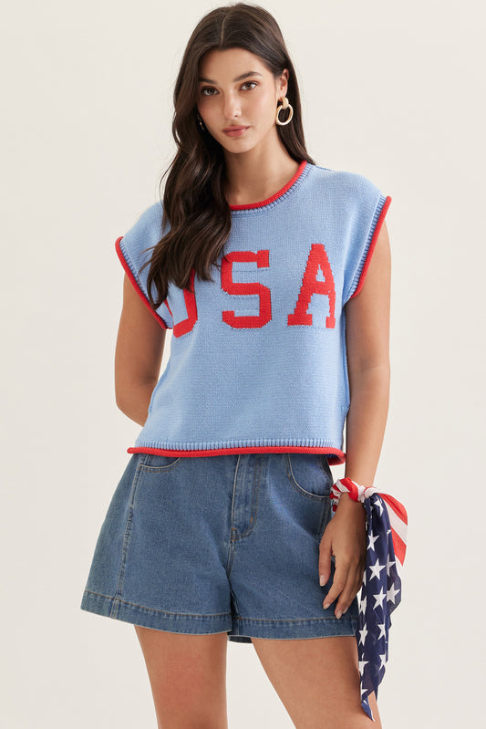 entro | USA Cap Sleeve Top Sweater