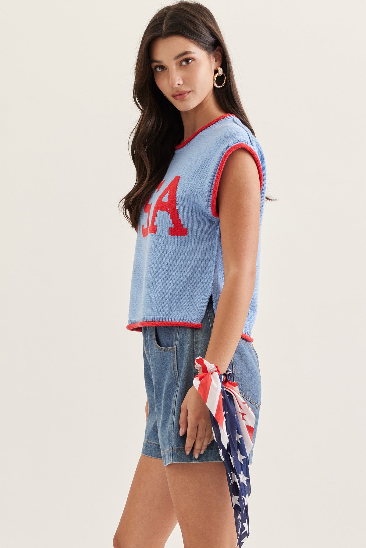 entro | USA Cap Sleeve Top Sweater