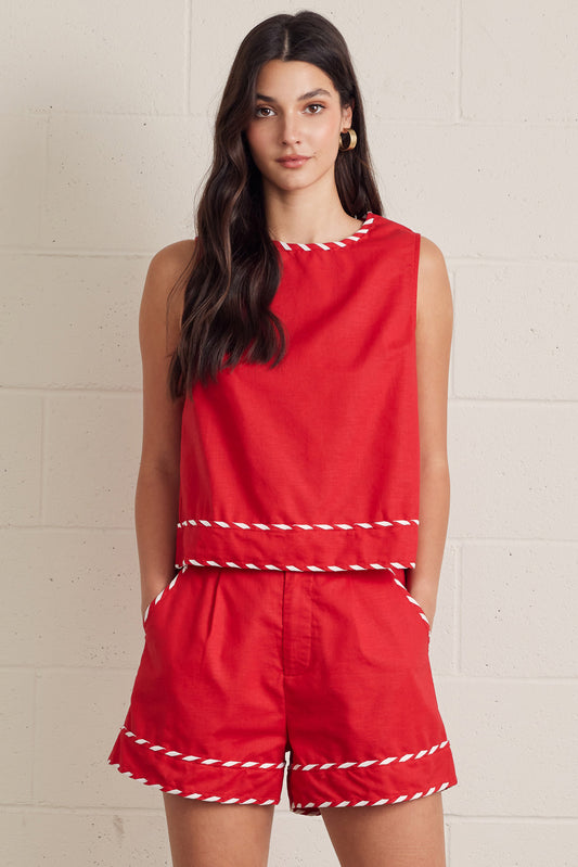 entro | Contrast Binding Sleeveless Top