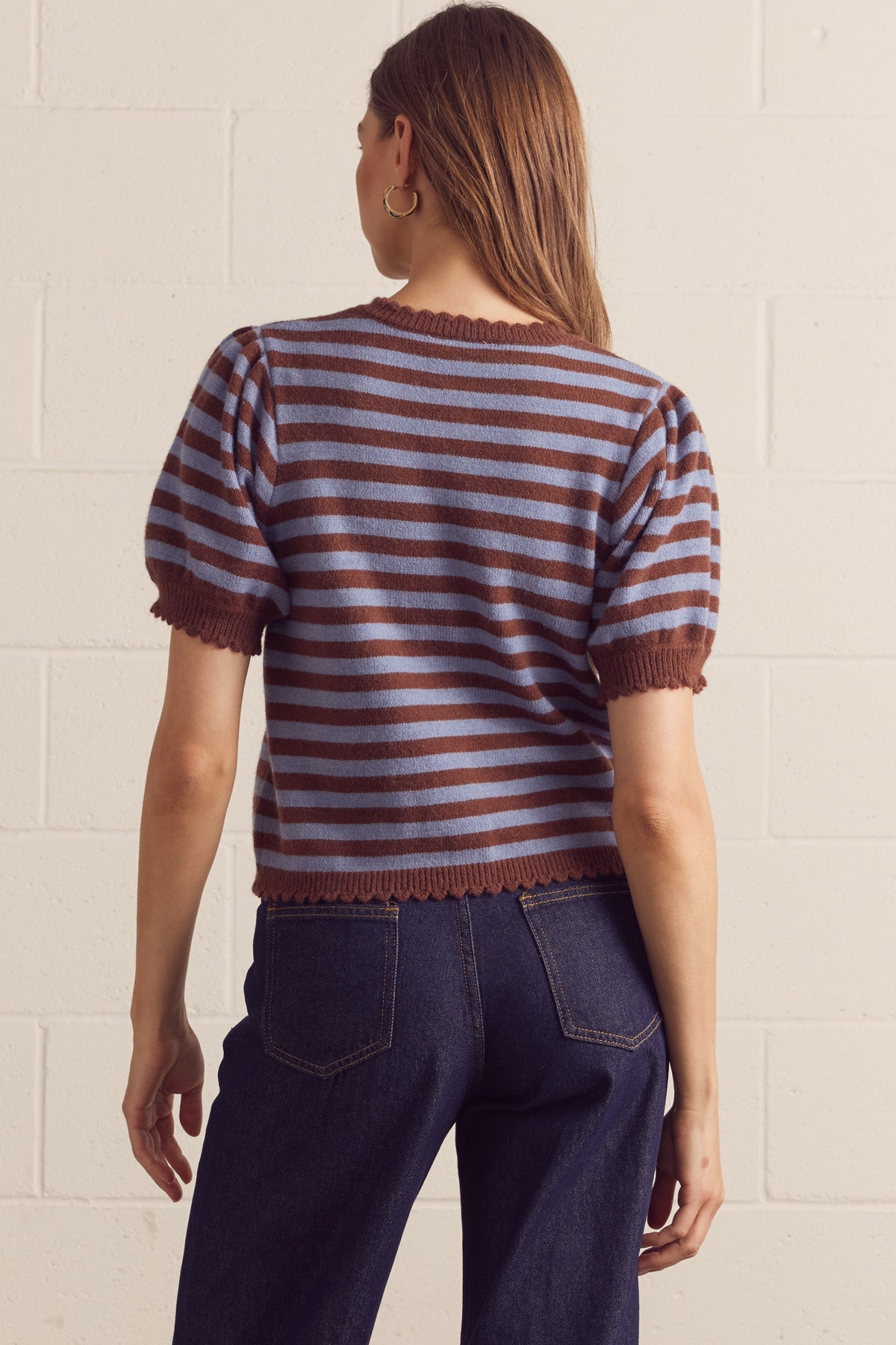 entro | Brown & Blue Striped Sweater Cardigan