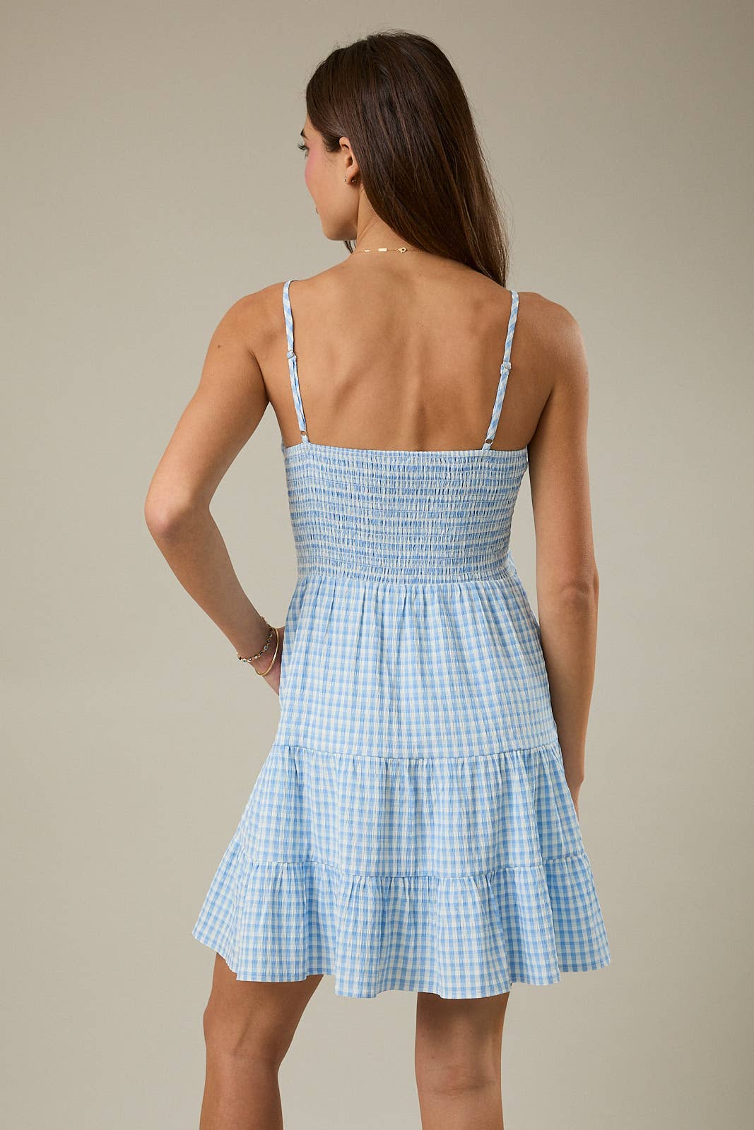 Sunday Edition |  Square Neck Shoulder Strap Tiered Mini Dress