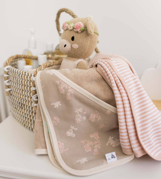 Burt's Bees | Baby Whimsical Floral Organic Knit Terry Towels Set of 2