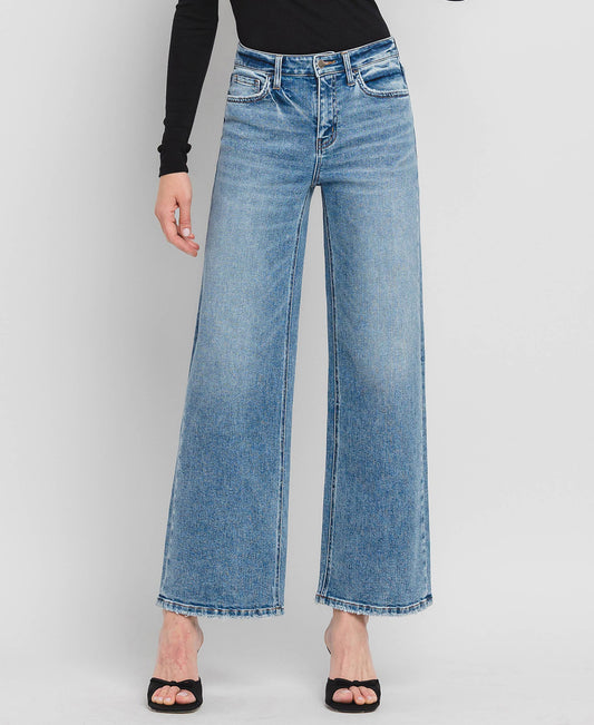 High Rise Full Length Wide Leg Jeans F5610