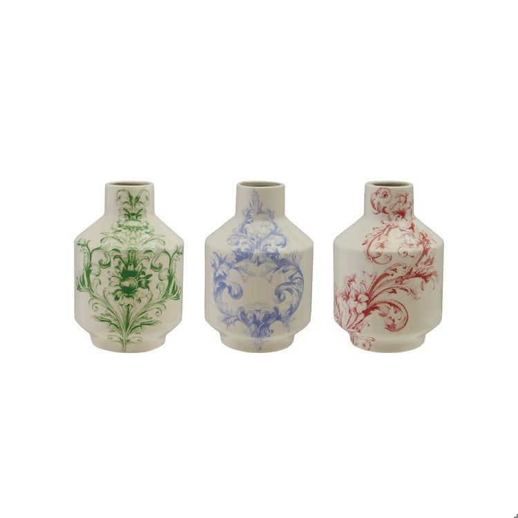 Hazel Mazel | Stoneware Vase with Floral Design