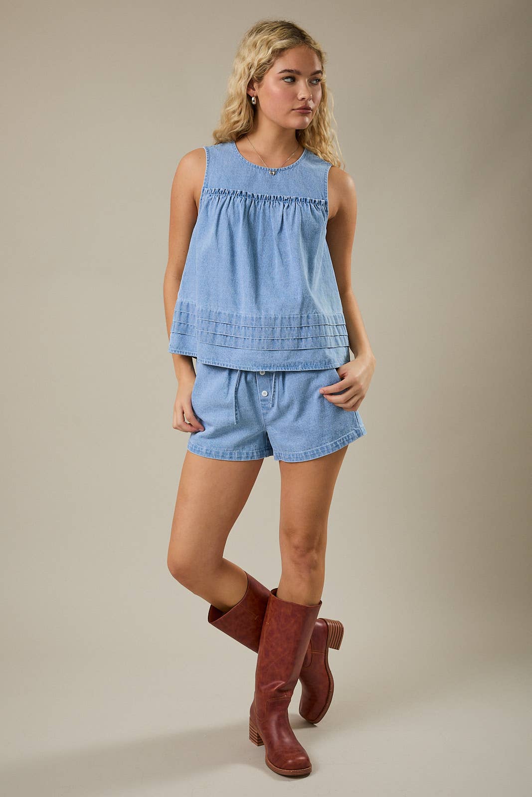 LE LIS | Flare Denim Top