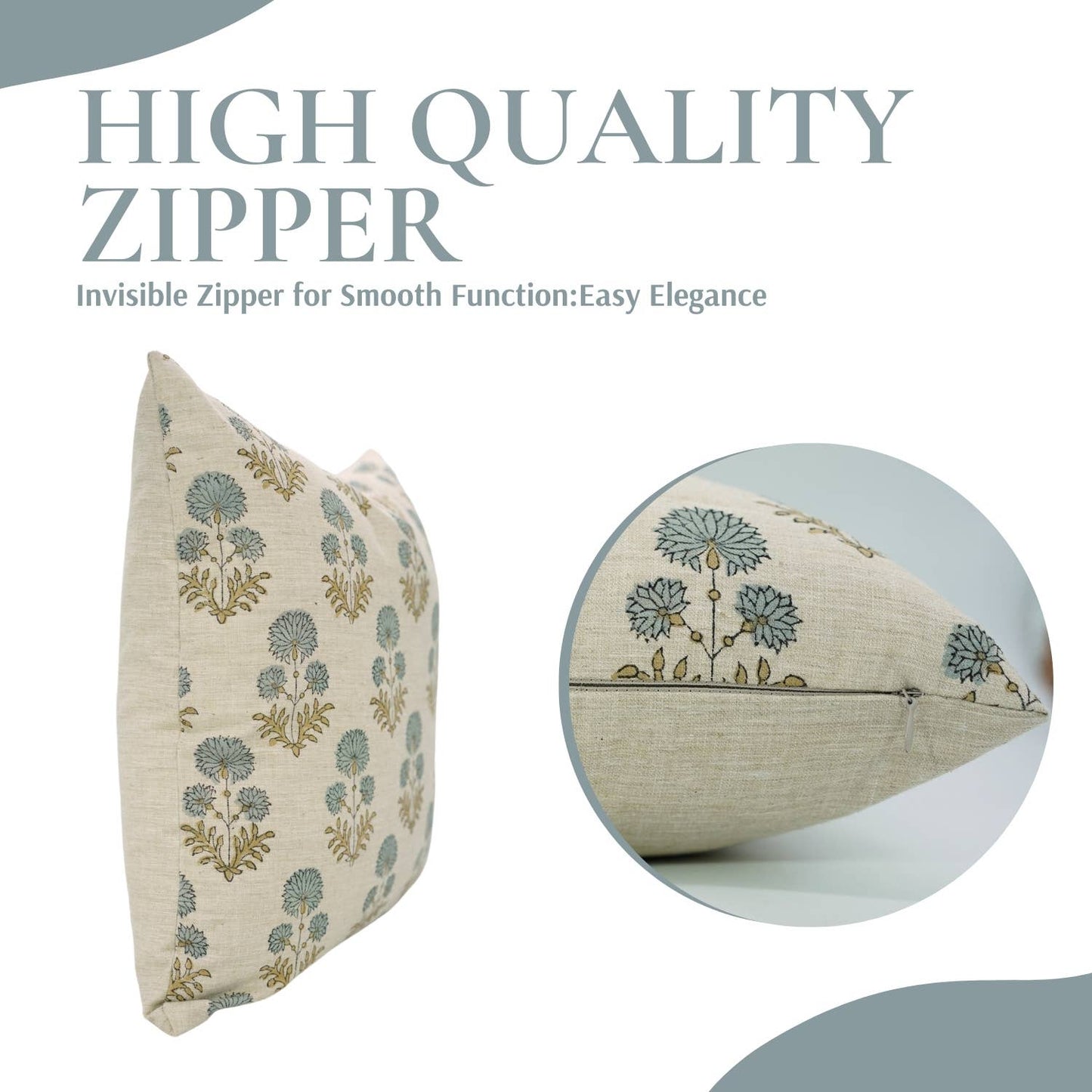 Boho Decor Block Print Linen Blend Pillow - Rishi