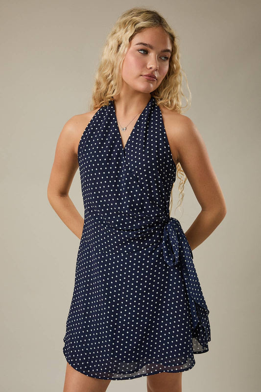 LE LIS | Polka Dot Wrap Mini Dress